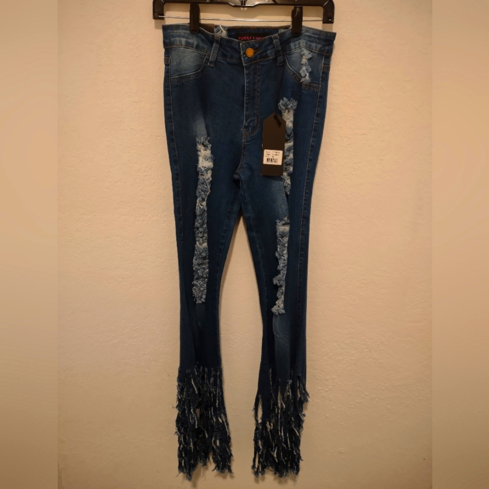 NWT Purple Candy Jeans Size Medium, with Fringe